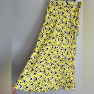 Zara Yellow Floral A-Line Skirt